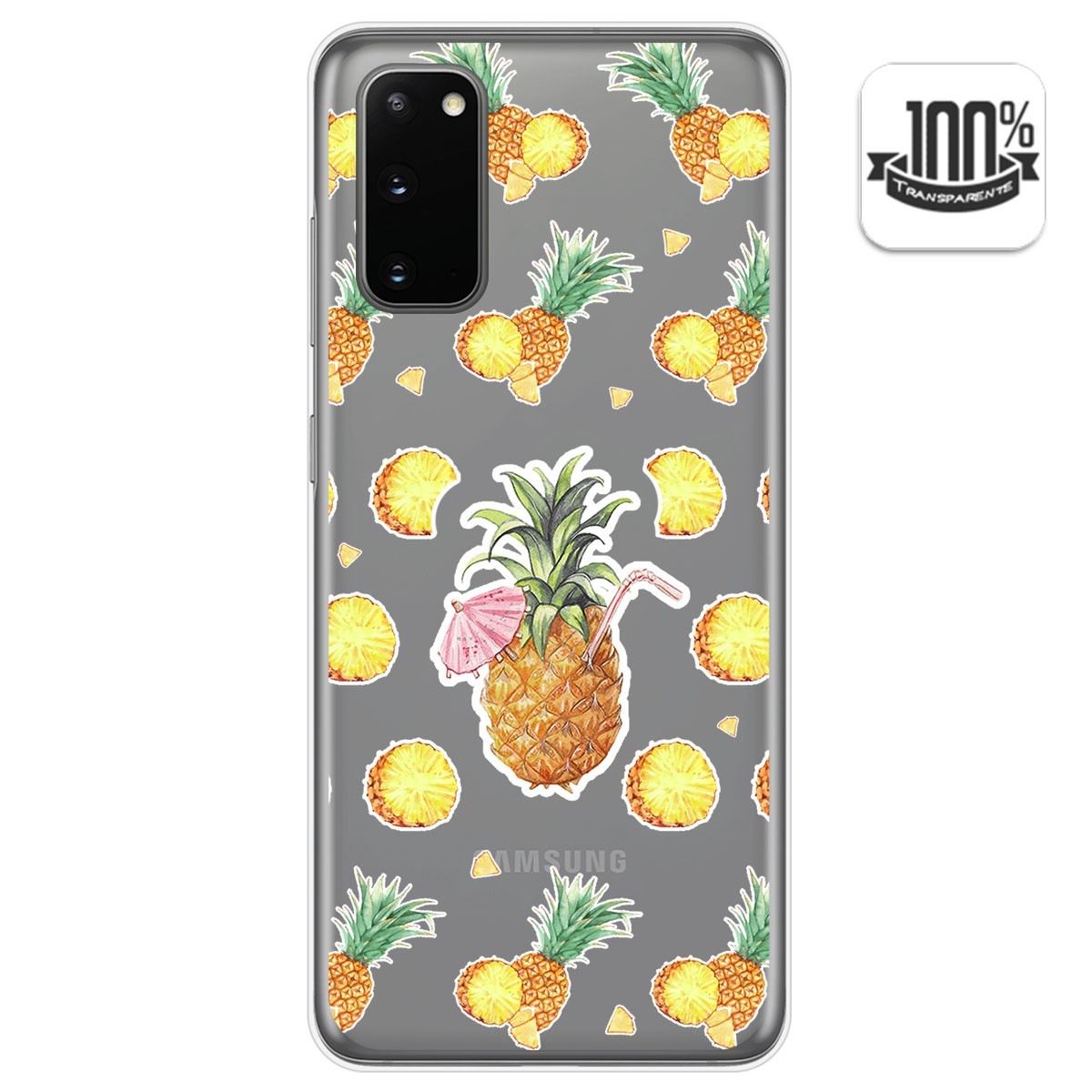 Funda Gel Transparente para Samsung Galaxy A41 diseño Piña Dibujos