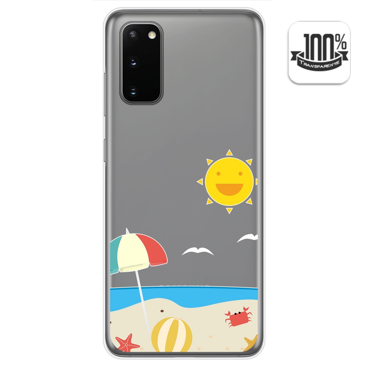 Funda Gel Transparente para Samsung Galaxy A41 diseño Playa Dibujos