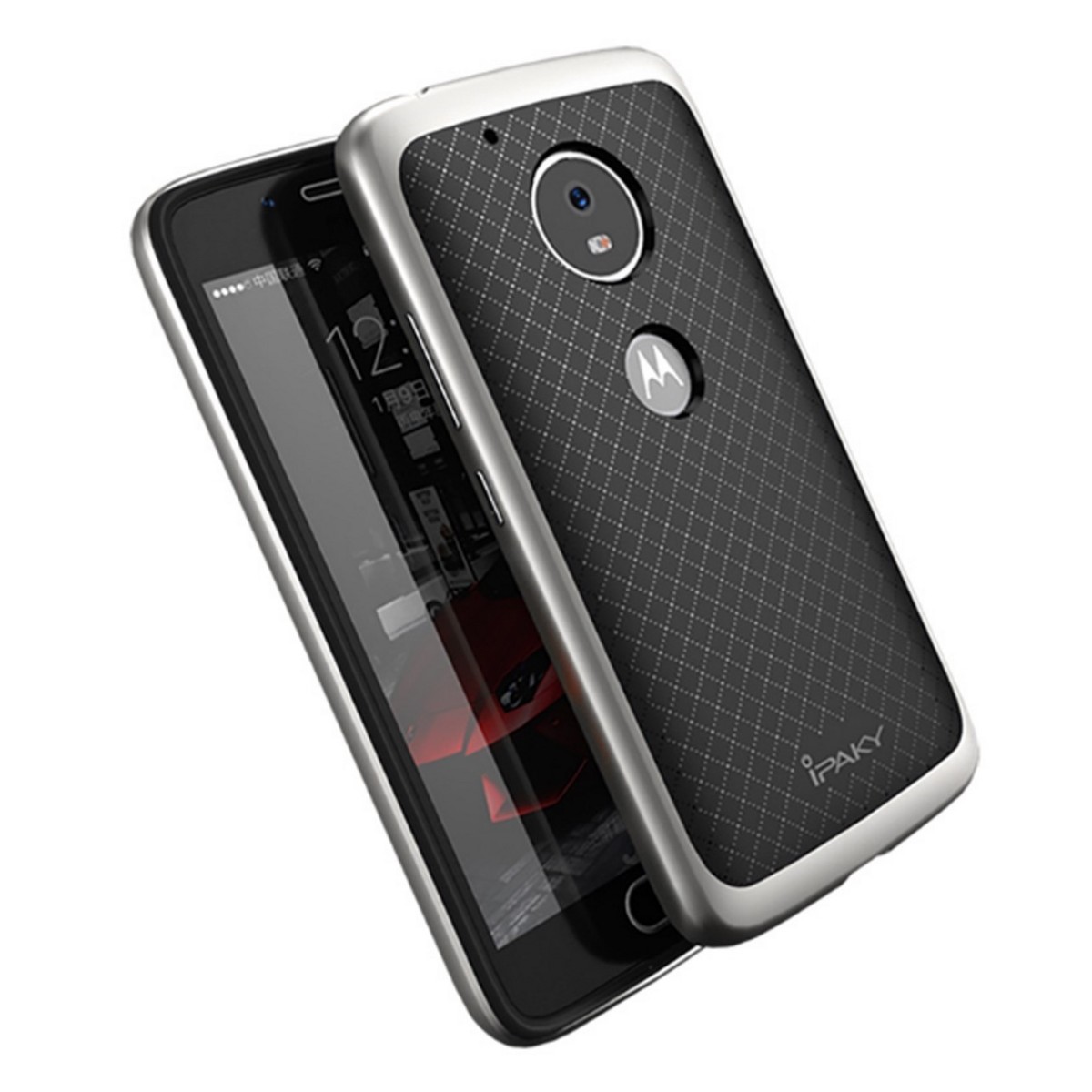 Funda Tipo Neo Hybrid (Pc+Tpu) Negra / Plata para Lenovo Moto G5