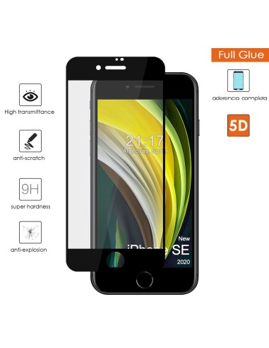 cuchara Colector Pelmel Iphone SE 2020 Protector Templado 5D Full Glue Negro|Envio Gratis