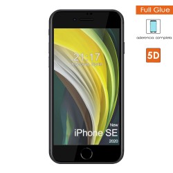 Protector Cristal Templado Completo 5D Full Glue Negro para Iphone SE 2020 Vidrio 2