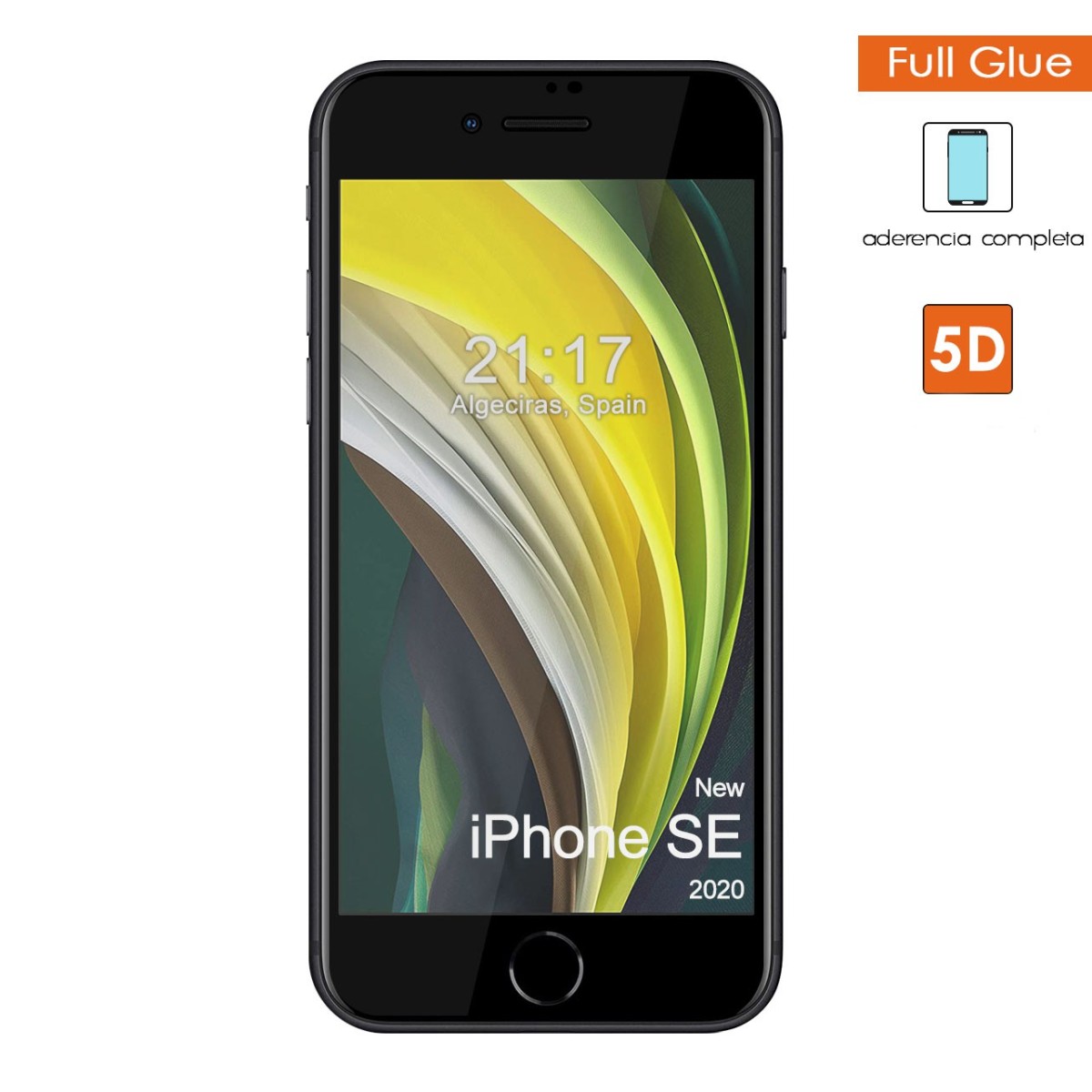 Protector Cristal Templado Completo 5D Full Glue Negro para Iphone SE 2020 Vidrio
