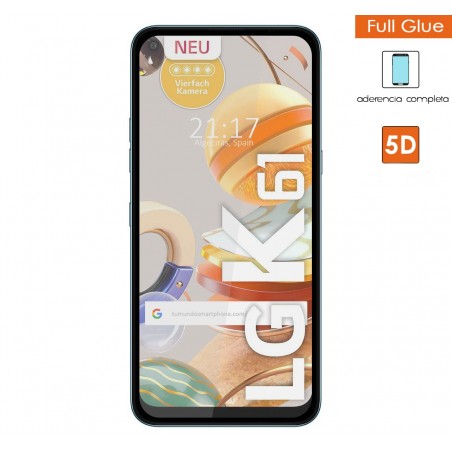 Protector Cristal Templado Completo 5D Full Glue Negro para Lg K61 Vidrio