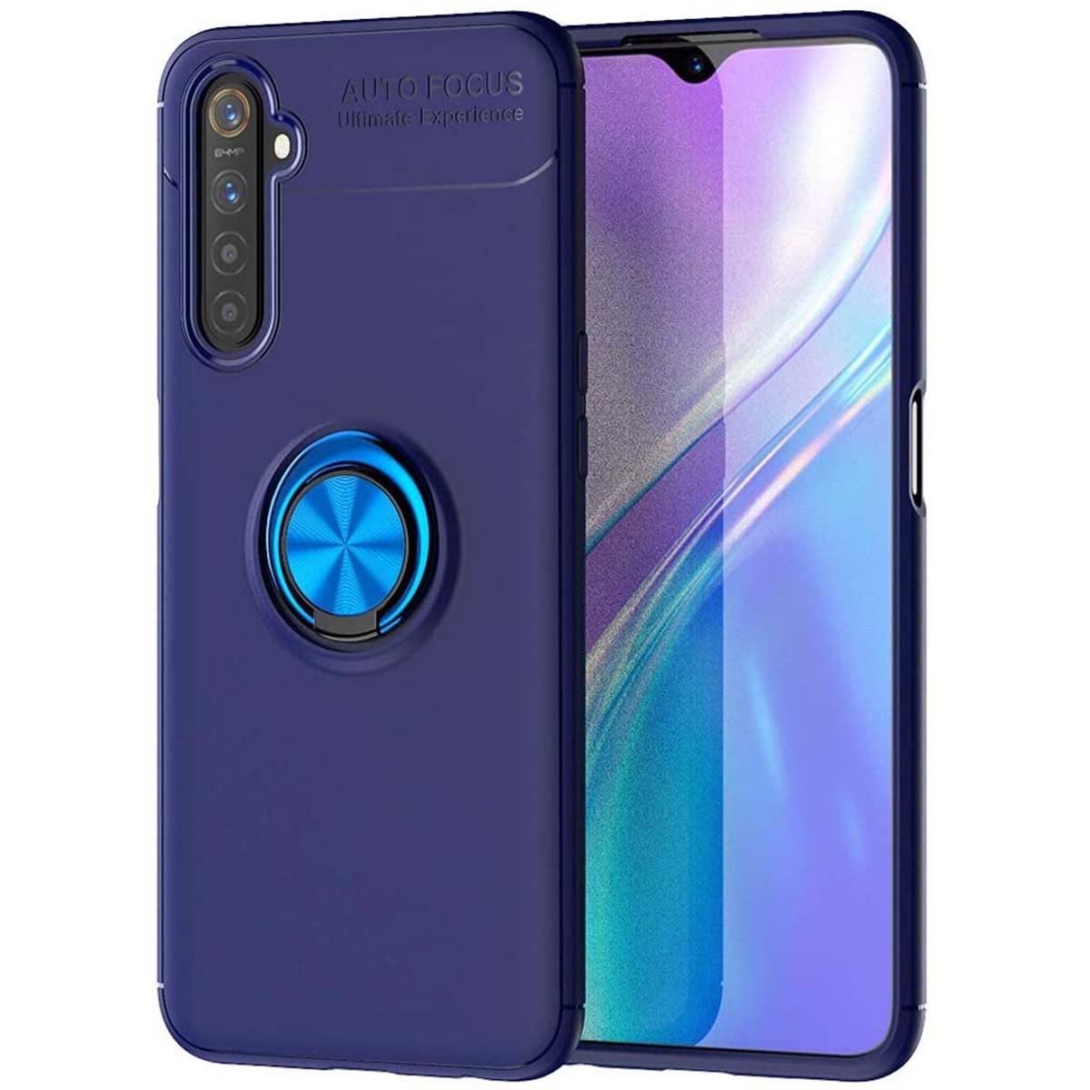 Funda Magnetica Soporte con Anillo Giratorio 360 para Realme 6 Azul