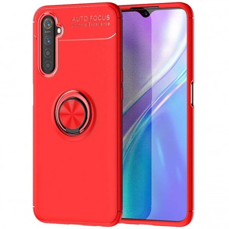 Funda Magnetica Soporte con Anillo Giratorio 360 para Realme 6 Roja