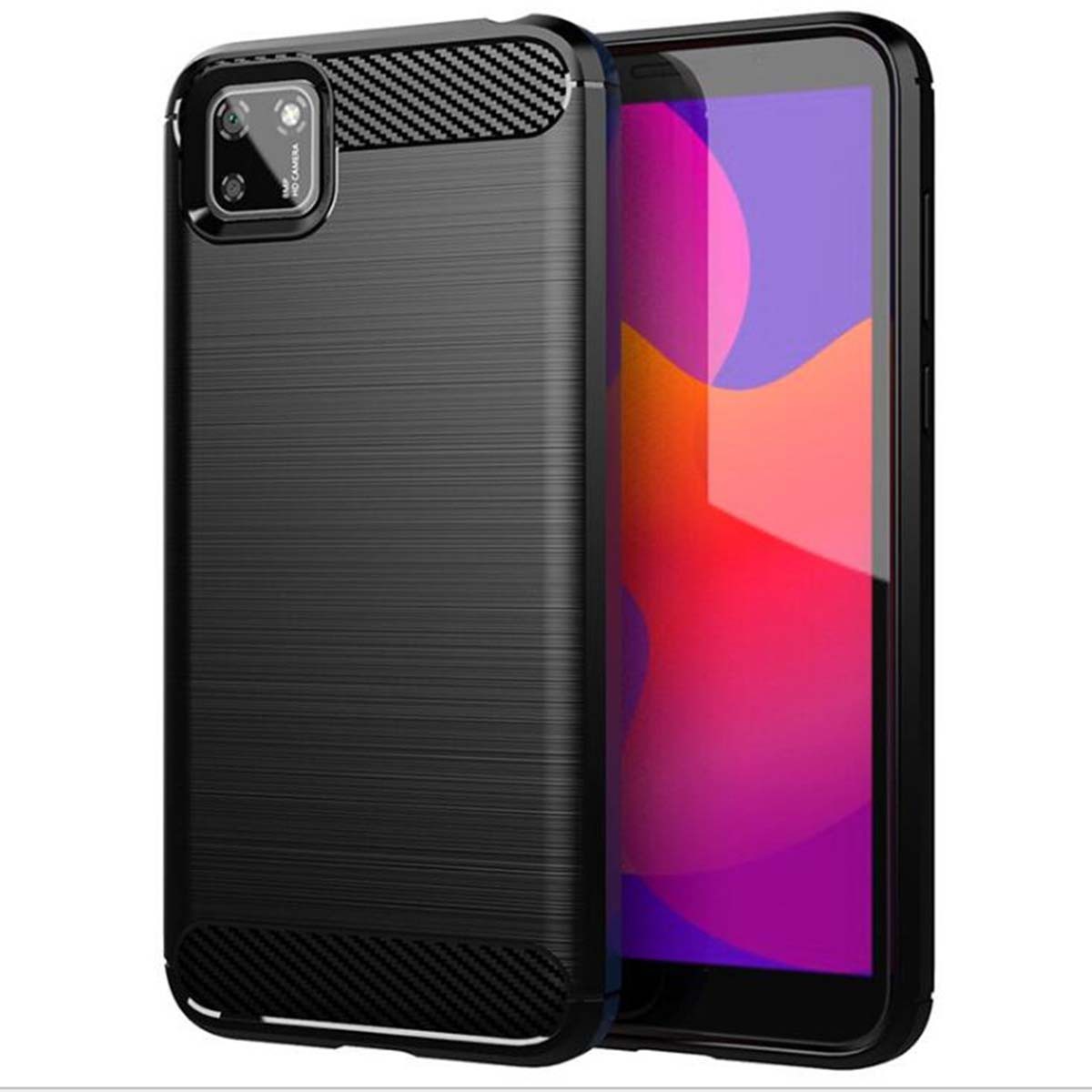 Funda Gel Tpu Tipo Carbon Negra para Huawei Y5p