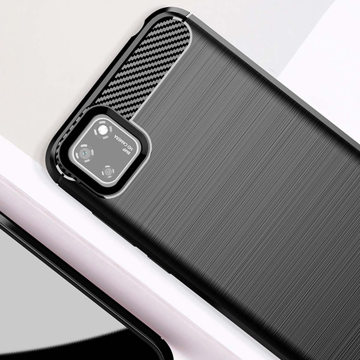 Funda Gel Tpu Tipo Carbon Negra para Huawei Y5p
