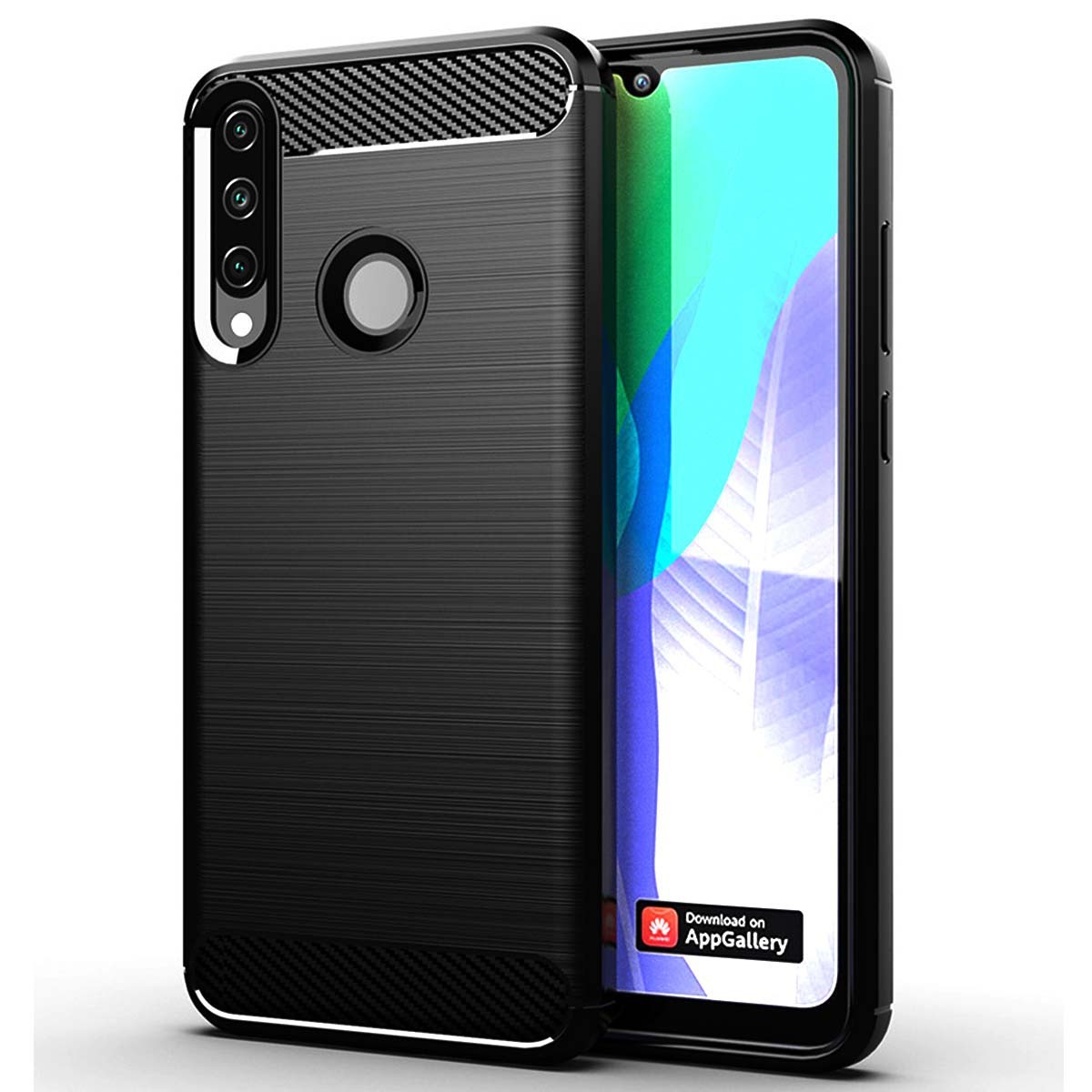 Funda Gel Tpu Tipo Carbon Negra para Huawei Y6p
