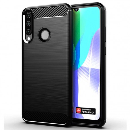 Funda Gel Tpu Tipo Carbon Negra para Huawei Y6p