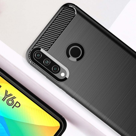 Funda Gel Tpu Tipo Carbon Negra para Huawei Y6p