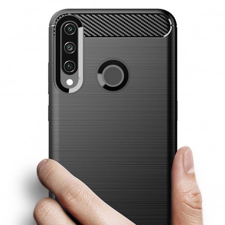 Funda Gel Tpu Tipo Carbon Negra para Huawei Y6p
