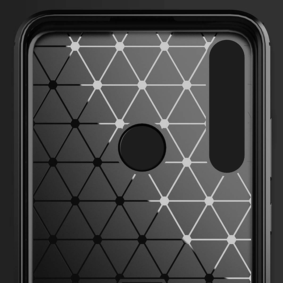 Funda Gel Tpu Tipo Carbon Negra para Huawei Y6p