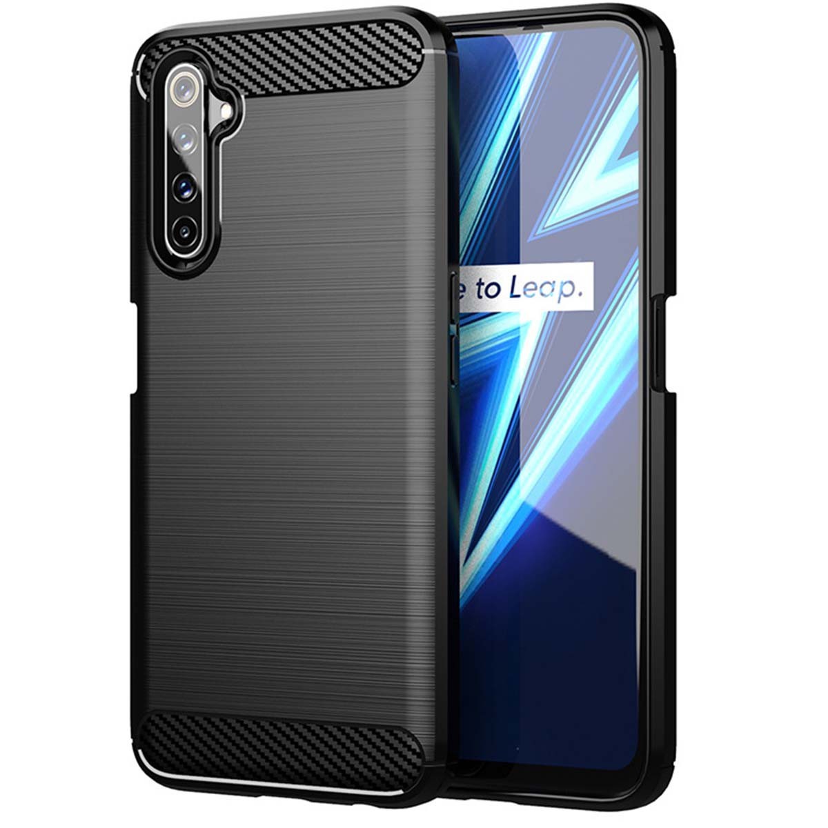 Funda Gel Tpu Tipo Carbon Negra para Realme 6