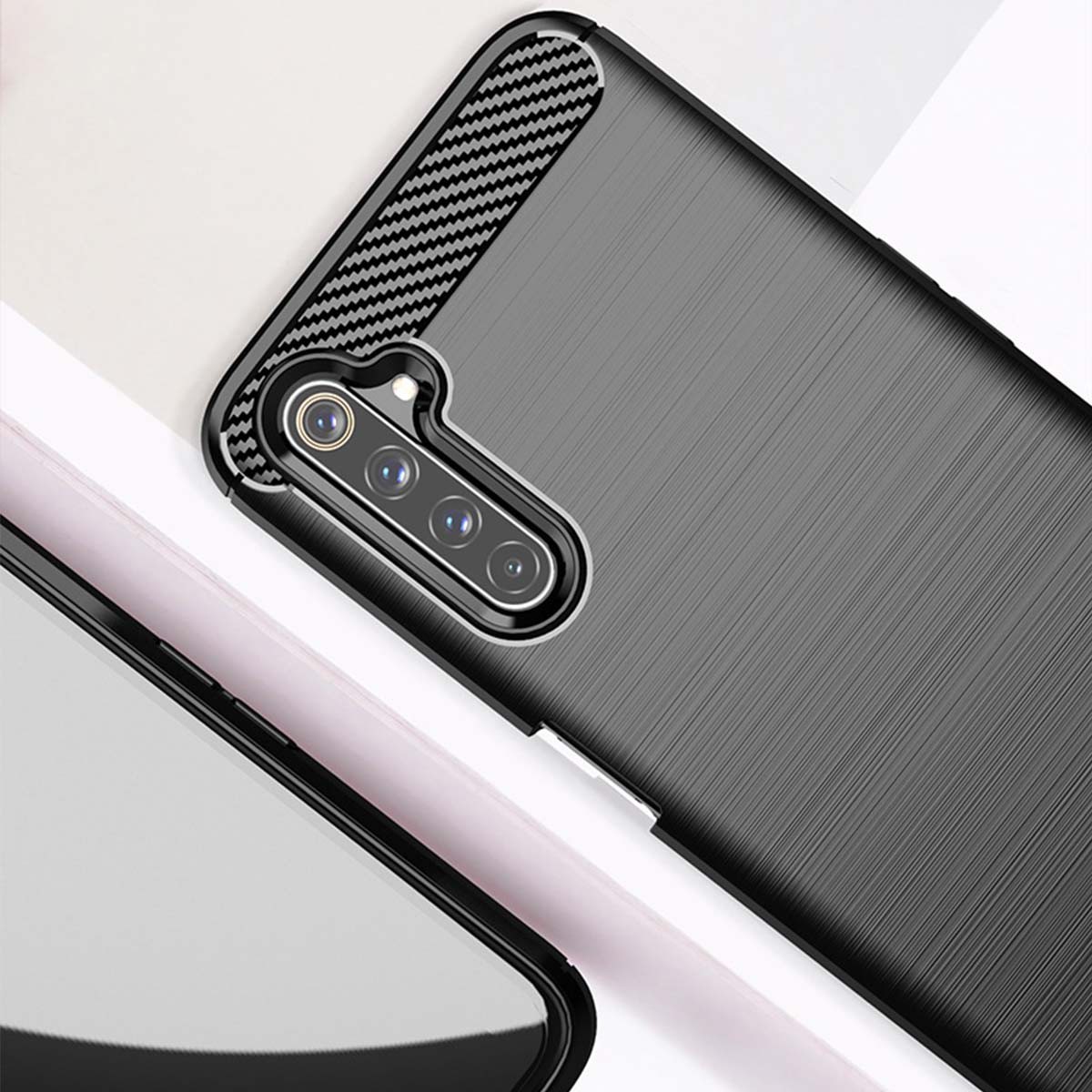 Funda Gel Tpu Tipo Carbon Negra para Realme 6