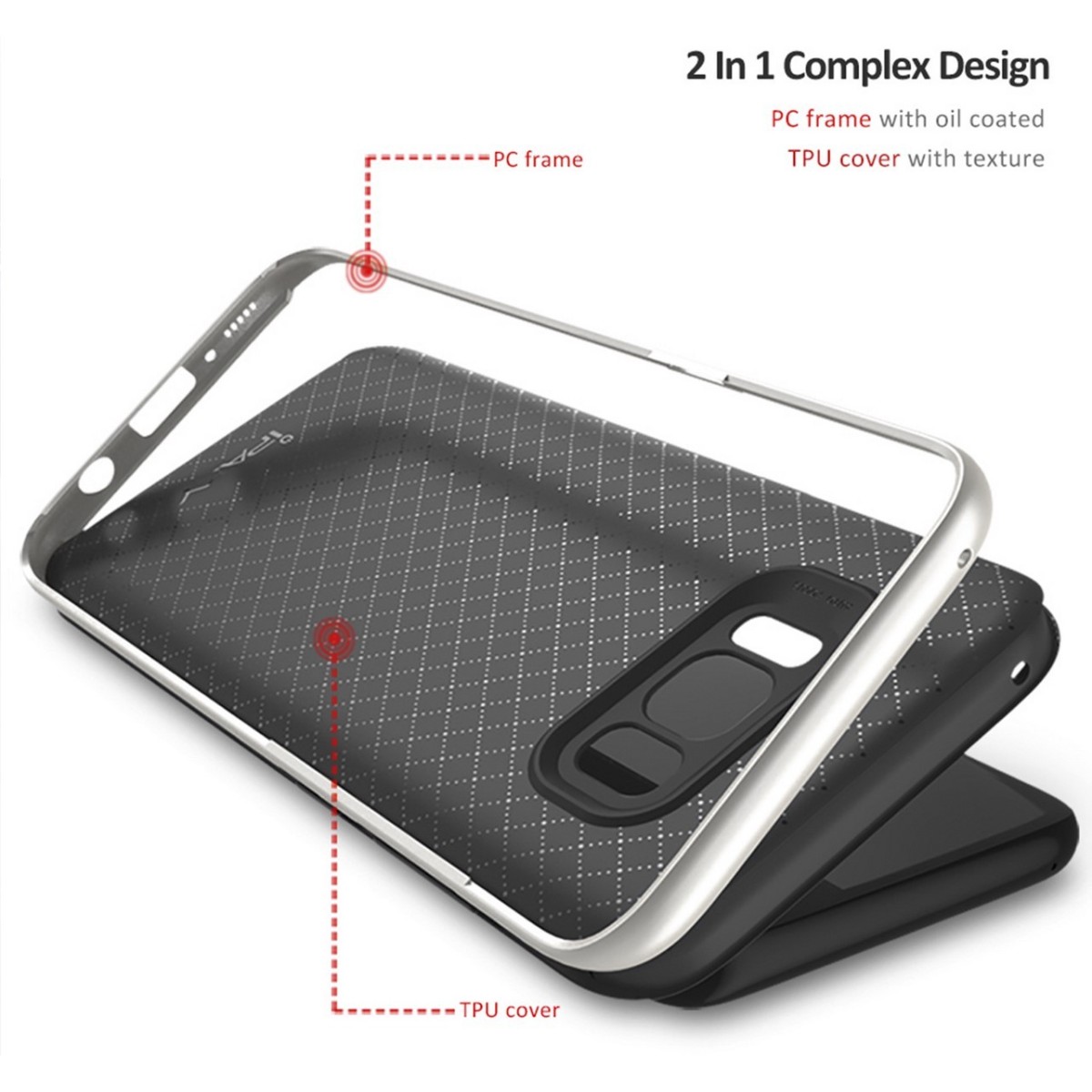 Funda Tipo Neo Hybrid (Pc+Tpu) Negra / Plata para Samsung Galaxy S8 Plus