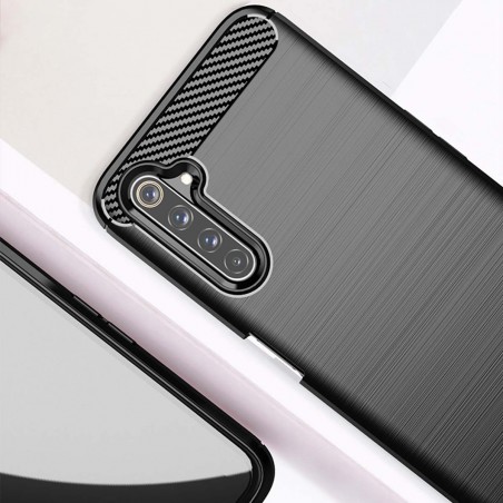 Funda Gel Tpu Tipo Carbon Negra para Realme 6 Pro