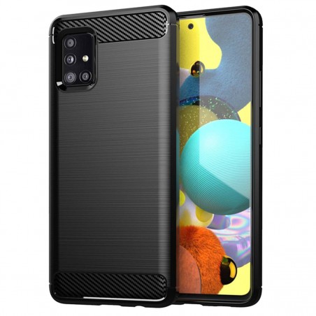 Funda Gel Tpu Tipo Carbon Negra para Samsung Galaxy A51 5G