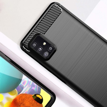 Funda Gel Tpu Tipo Carbon Negra para Samsung Galaxy A51 5G