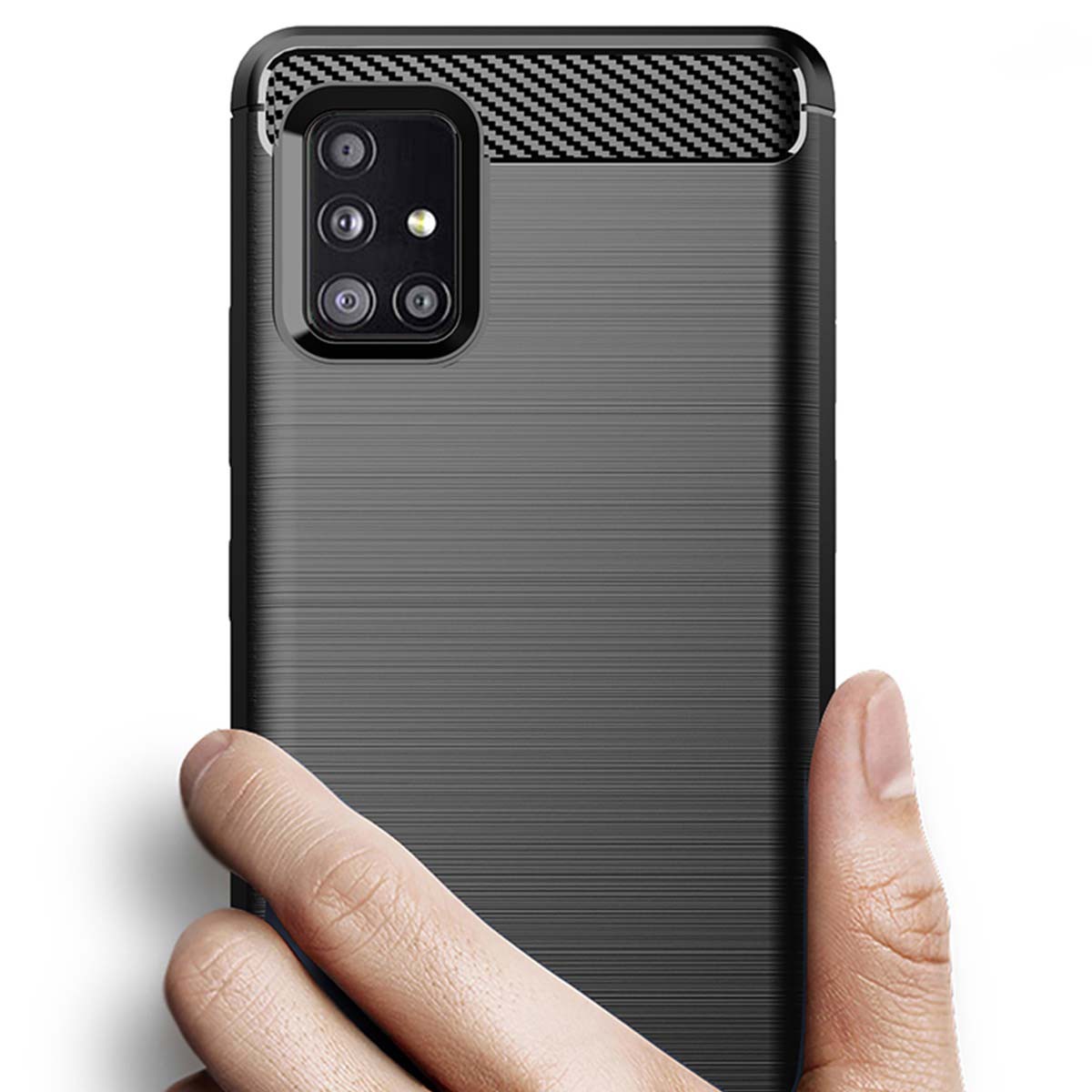 Funda Gel Tpu Tipo Carbon Negra para Samsung Galaxy A51 5G