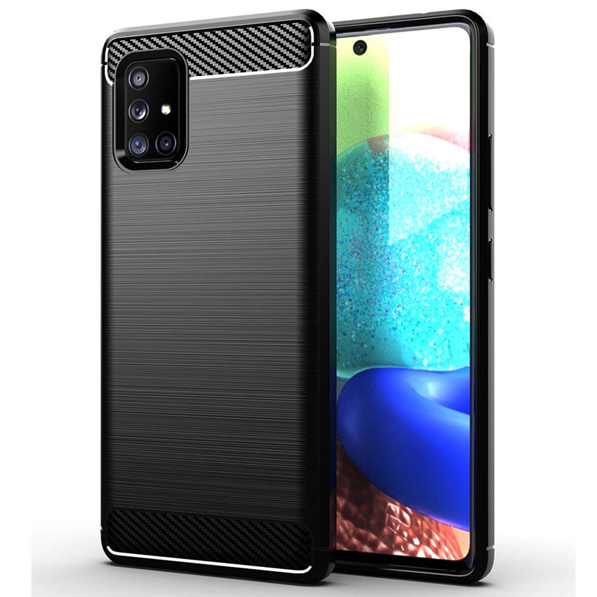 Funda Gel Tpu Tipo Carbon Negra para Samsung Galaxy A71 5G
