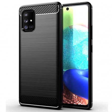 Funda Gel Tpu Tipo Carbon Negra para Samsung Galaxy A71 5G