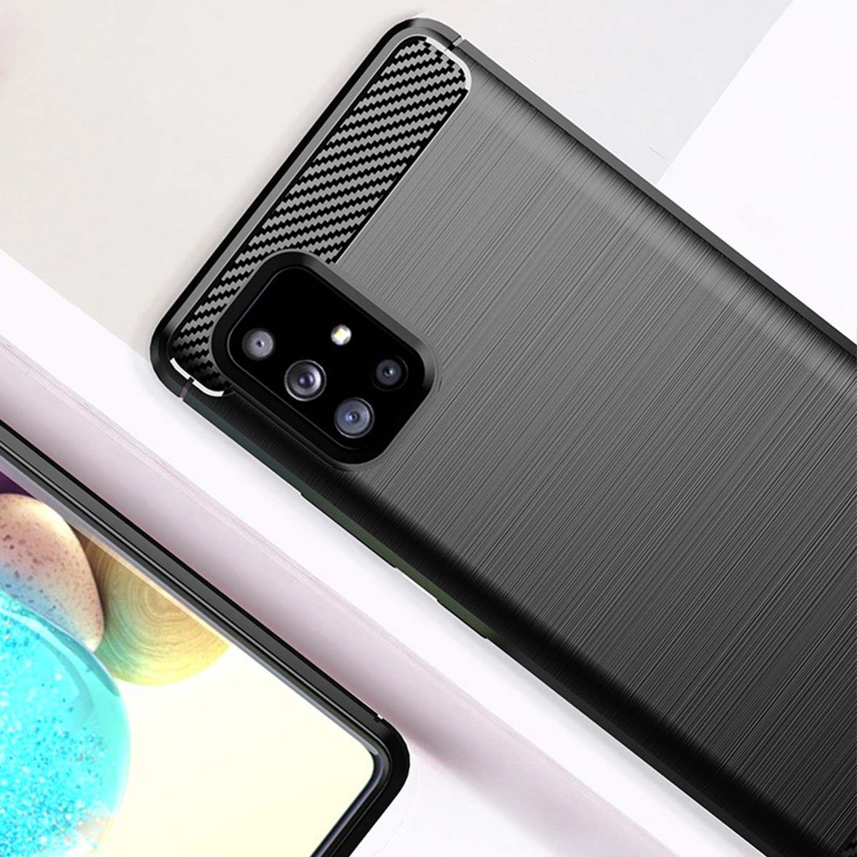 Funda Gel Tpu Tipo Carbon Negra para Samsung Galaxy A71 5G