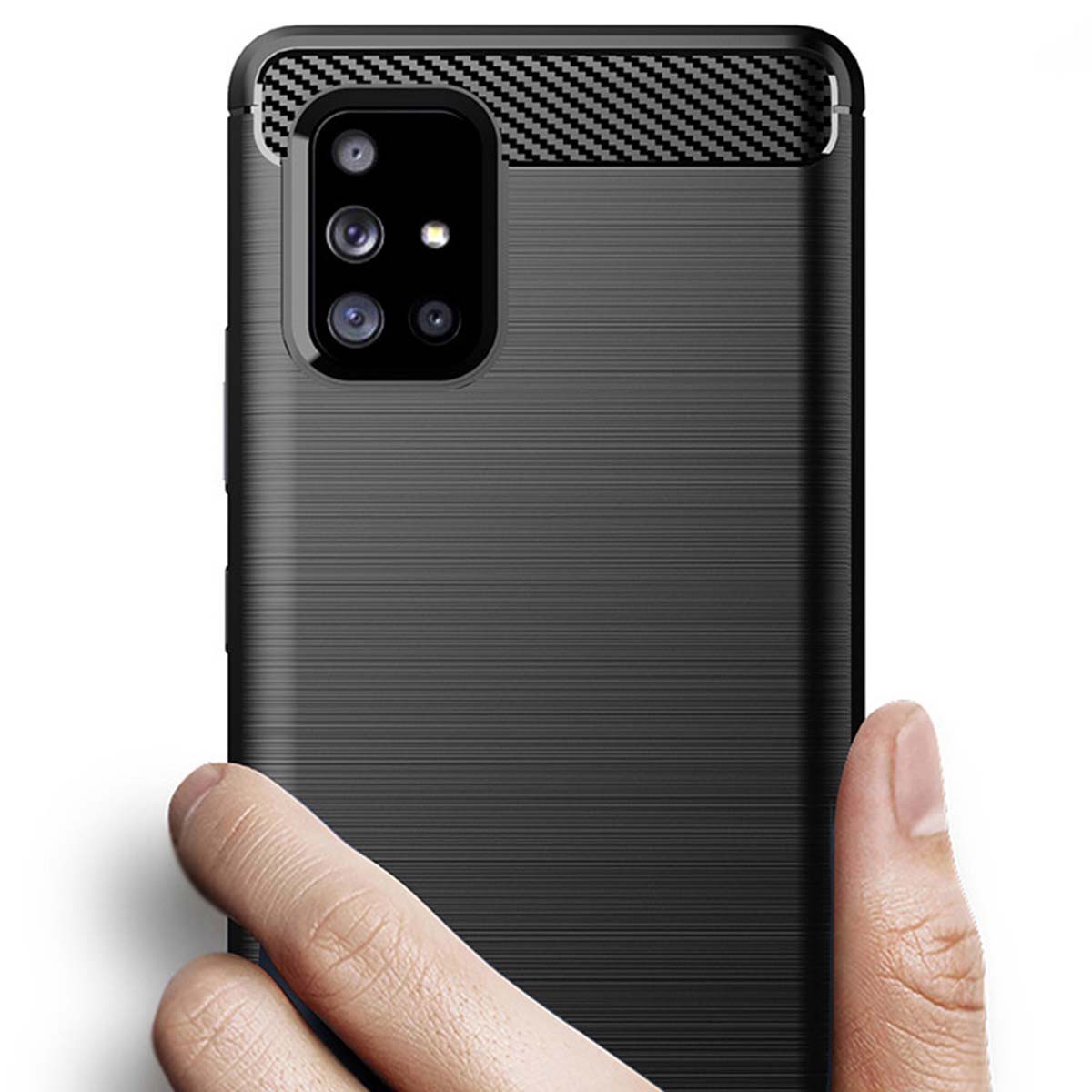 Funda Gel Tpu Tipo Carbon Negra para Samsung Galaxy A71 5G