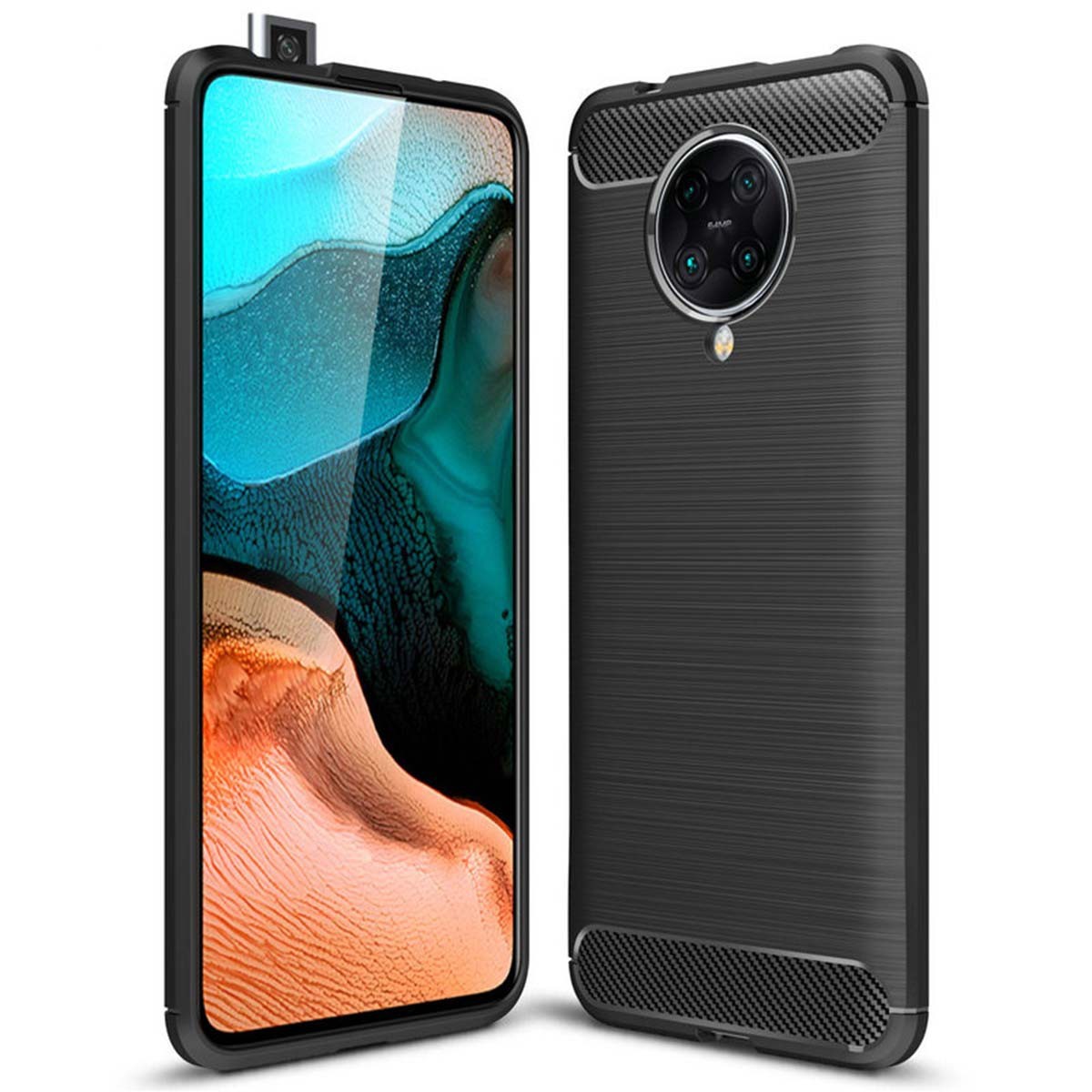 Funda Gel Tpu Tipo Carbon Negra para Xiaomi POCO F2 Pro