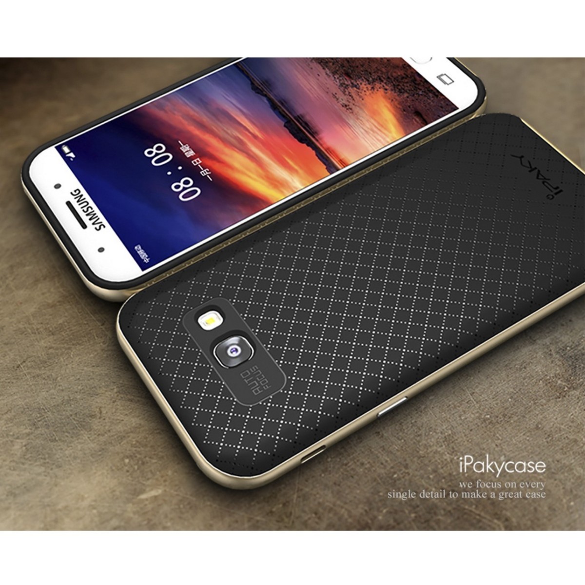 Funda Tipo Neo Hybrid (Pc+Tpu) Negra / Dorada para Samsung Galaxy A3 (2017)