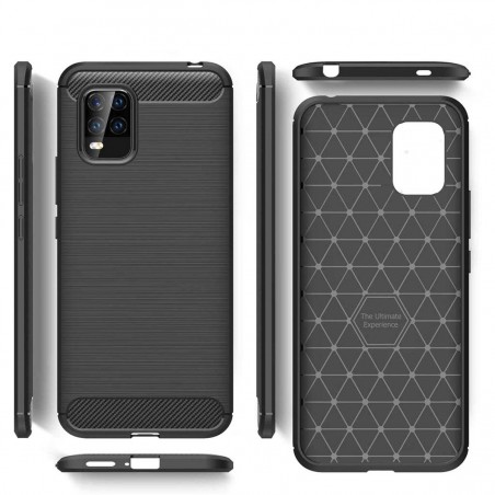 Funda Gel Tpu Tipo Carbon Negra para Xiaomi Mi 10 Lite