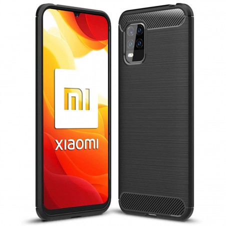 Funda Gel Tpu Tipo Carbon Negra para Xiaomi Mi 10 Lite