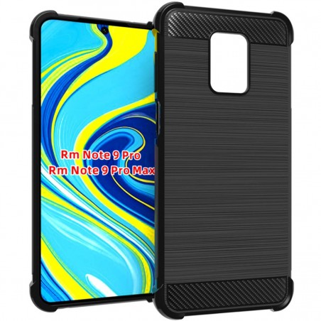 Funda Gel Tpu Anti-Shock Carbon Negra para Xiaomi Redmi Note 9S / Note 9 Pro