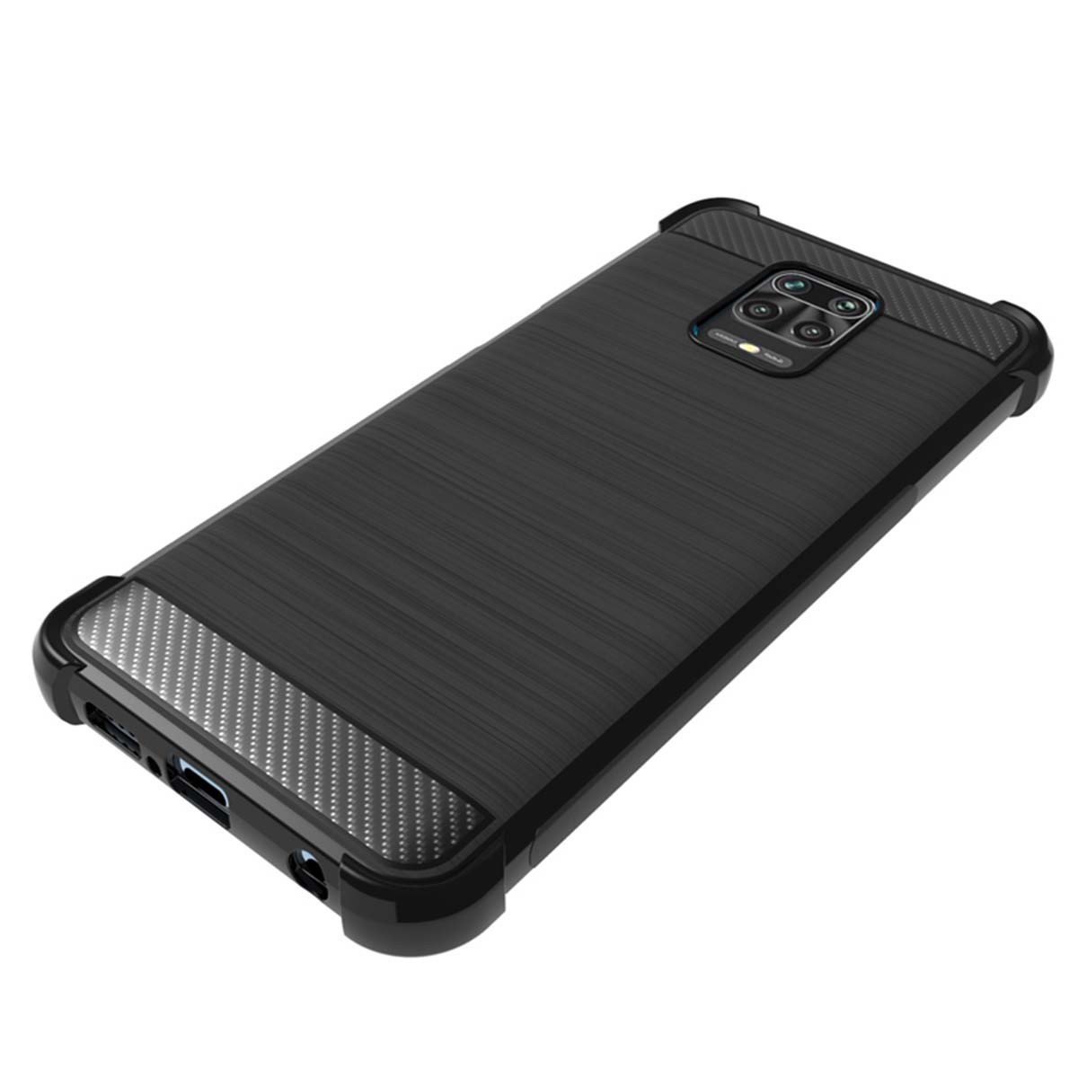 Funda Gel Tpu Anti-Shock Carbon Negra para Xiaomi Redmi Note 9S / Note 9 Pro