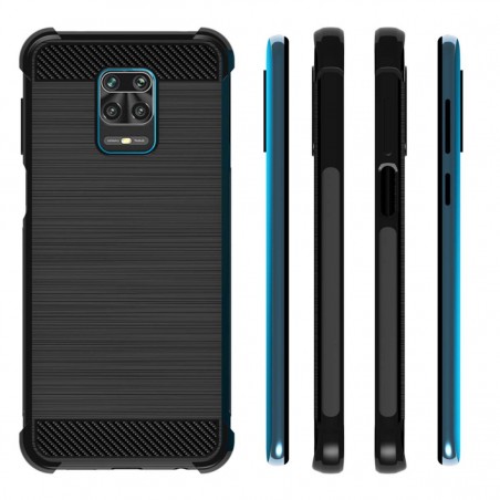 Funda Gel Tpu Anti-Shock Carbon Negra para Xiaomi Redmi Note 9S / Note 9 Pro