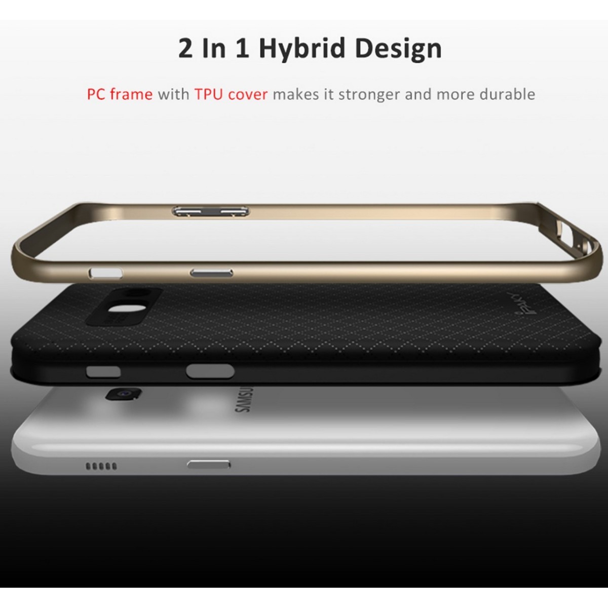 Funda Tipo Neo Hybrid (Pc+Tpu) Negra / Dorada para Samsung Galaxy A3 (2017)