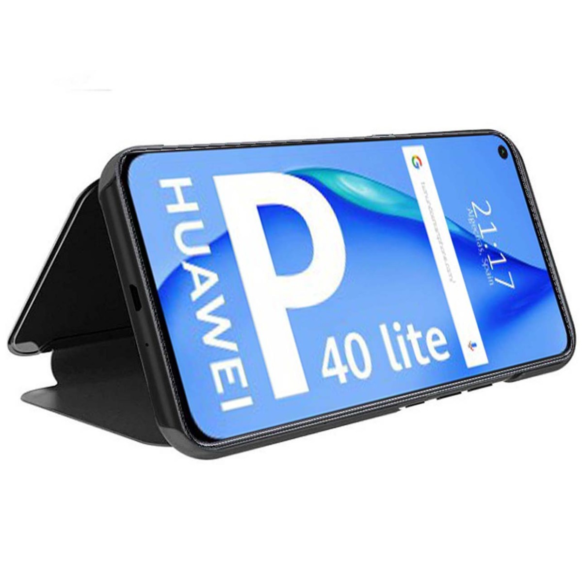Funda Flip Cover Clear View para Huawei P40 Lite color Negra