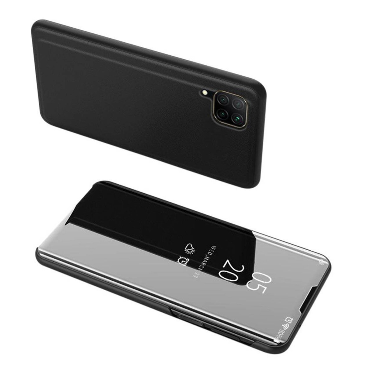 Funda Flip Cover Clear View para Huawei P40 Lite color Negra