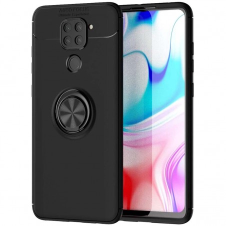 Funda Magnetica Soporte con Anillo Giratorio 360 para Xiaomi Redmi Note 9 Negra