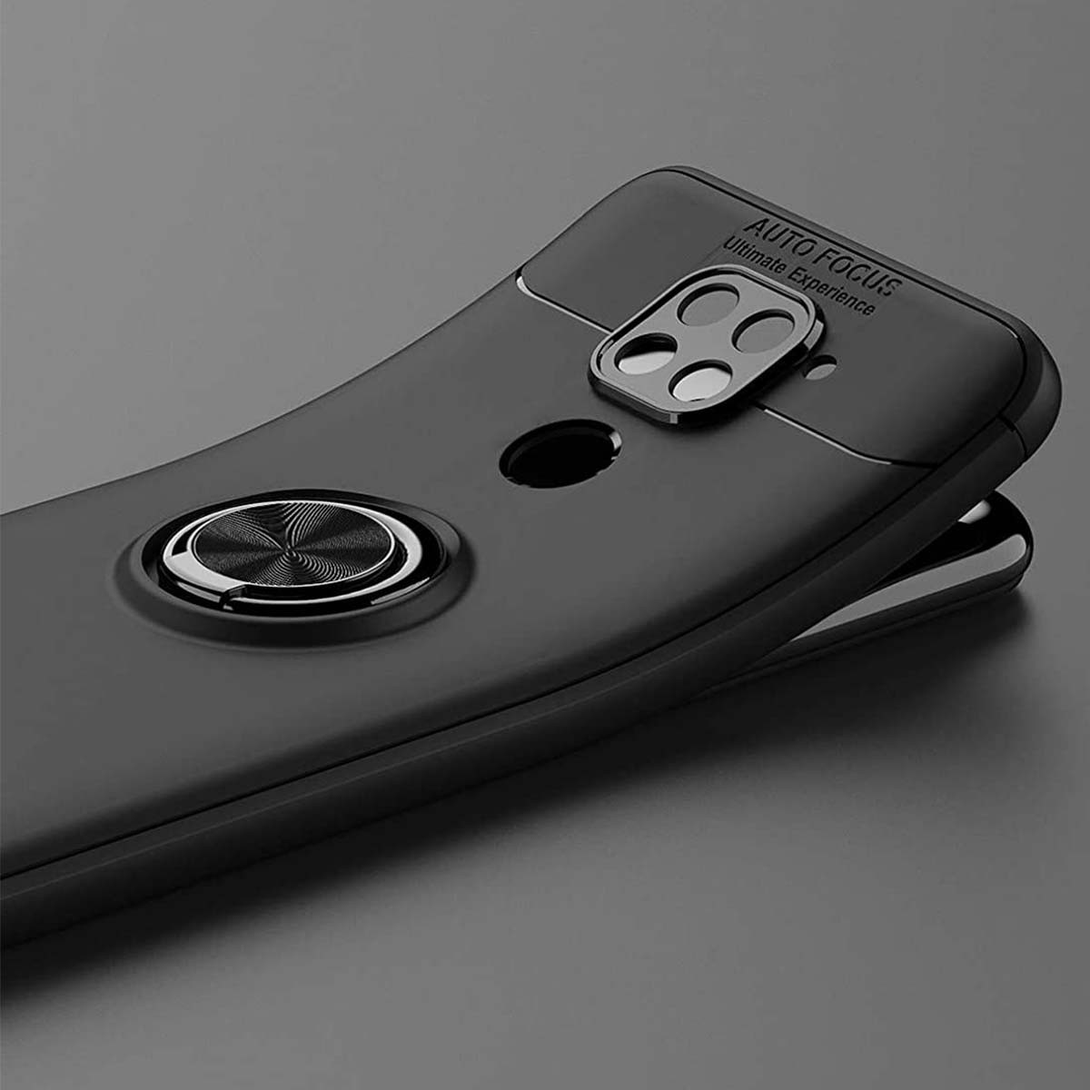 Funda Magnetica Soporte con Anillo Giratorio 360 para Xiaomi Redmi Note 9 Negra