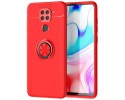 Funda Magnetica Soporte con Anillo Giratorio 360 para Xiaomi Redmi Note 9 Roja