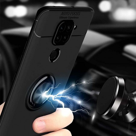 Funda Magnetica Soporte con Anillo Giratorio 360 para Xiaomi Redmi Note 9 Roja