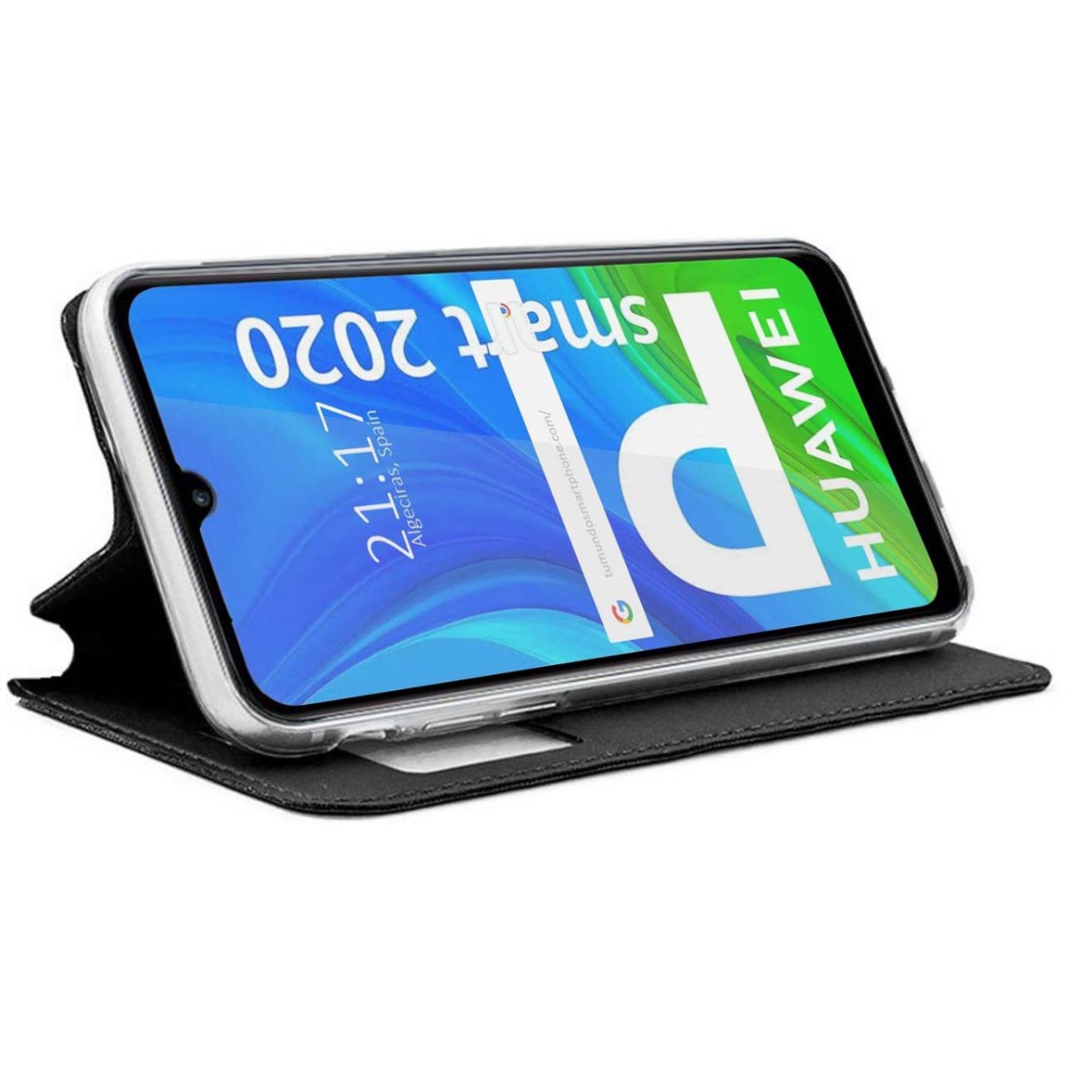 Funda Libro Soporte con Ventana para Huawei P Smart 2020 color Negra