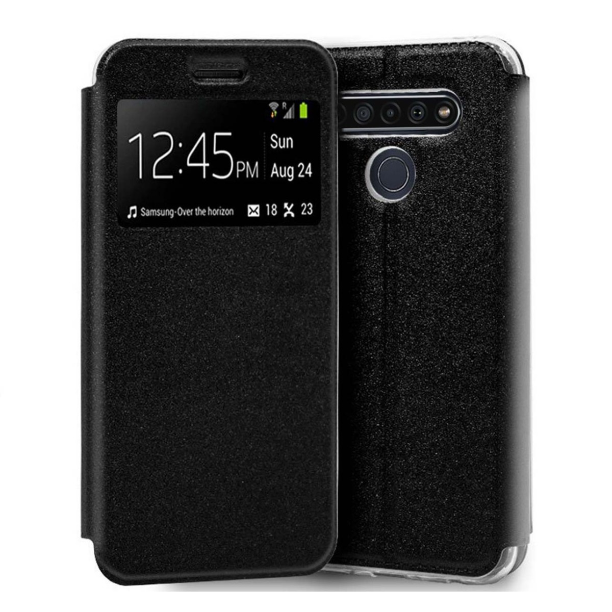 Funda Libro Soporte con Ventana para Lg K61 color Negra