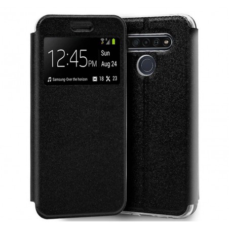 Funda Libro Soporte con Ventana para Lg K61 color Negra