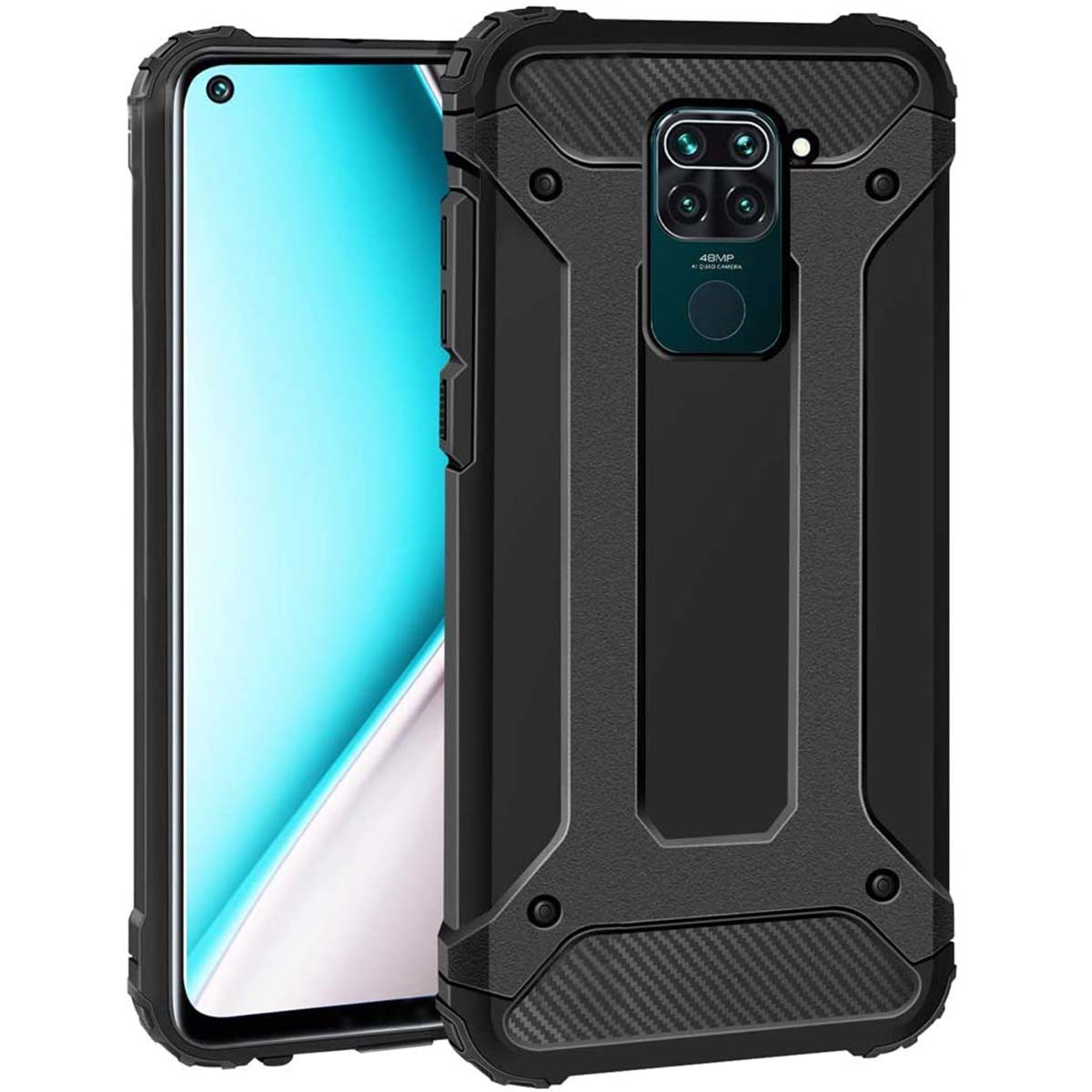 Funda Tipo Hybrid Tough Armor (Pc+Tpu) Negra para Xiaomi Redmi Note 9S / Note 9 Pro