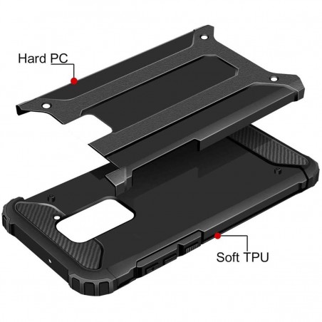 Funda Tipo Hybrid Tough Armor (Pc+Tpu) Negra para Xiaomi Redmi Note 9S / Note 9 Pro