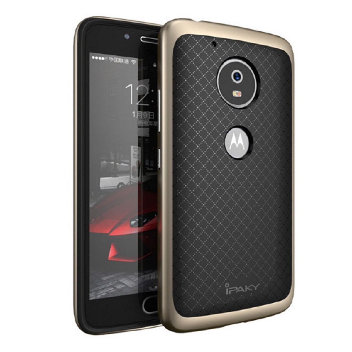 Funda Tipo Neo Hybrid (Pc+Tpu) Negra / Dorada para Lenovo Moto G5