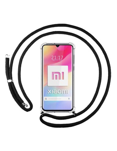 Funda Colgante Transparente para Xiaomi Mi 10 Lite con Cordon Negro