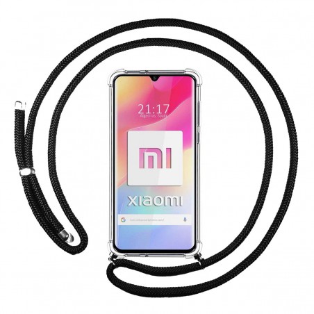 Funda Colgante Transparente para Xiaomi Mi 10 Lite con Cordon Negro