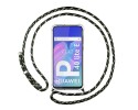 Funda Colgante Transparente para Huawei P40 Lite E con Cordon Verde / Dorado